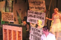 (L-R) Jeremy Douglass, Jennifer Casler, Chris Jackson and Maggie Phillips in Jobsite's The Threepenny Opera. (Photo courtesy Angelina Hill and Sickles TV Production.)