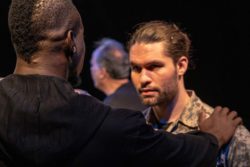 (L-R) Robert Richards Jr. and Joseph Michael-Kenneth in Jobsite's Othello. (Photo by Pritchard Photography.)