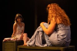 (L-R) Tatiana Baccari and Katrina Stevenson in Jobsite's Othello. (Photo by Pritchard Photography.)