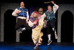 (L-R) Shawn Paonessa, Spencer Meyers and David M. Jenkins in Jobsite's The Complete Works of William Shakespeare (abridged). (Photo by Pritchard Photography.)