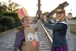 Adam Workman Caitlin Eason in Jobsite's The Thanksgiving Play. (Photo: Pritchard Photography.)