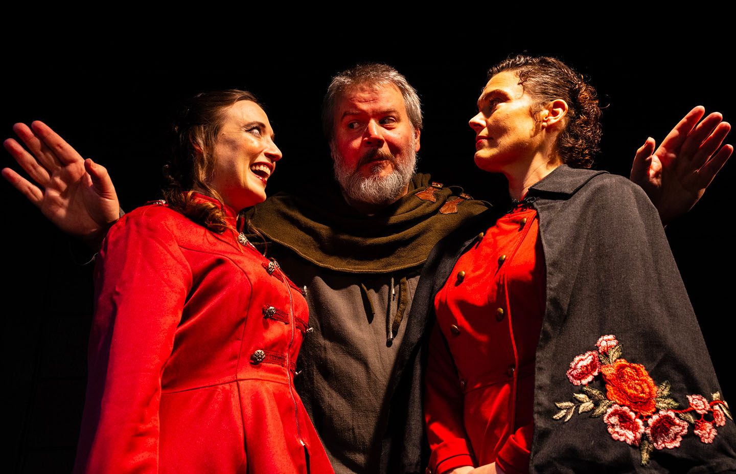 (L-R) Katherine Yacko, Jack Holloway and Nicole Jeannine Smith in Jobsite's Rosencrantz and Guildenstern are Dead. (Photo: Stage Photography of Tampa (SPOT))