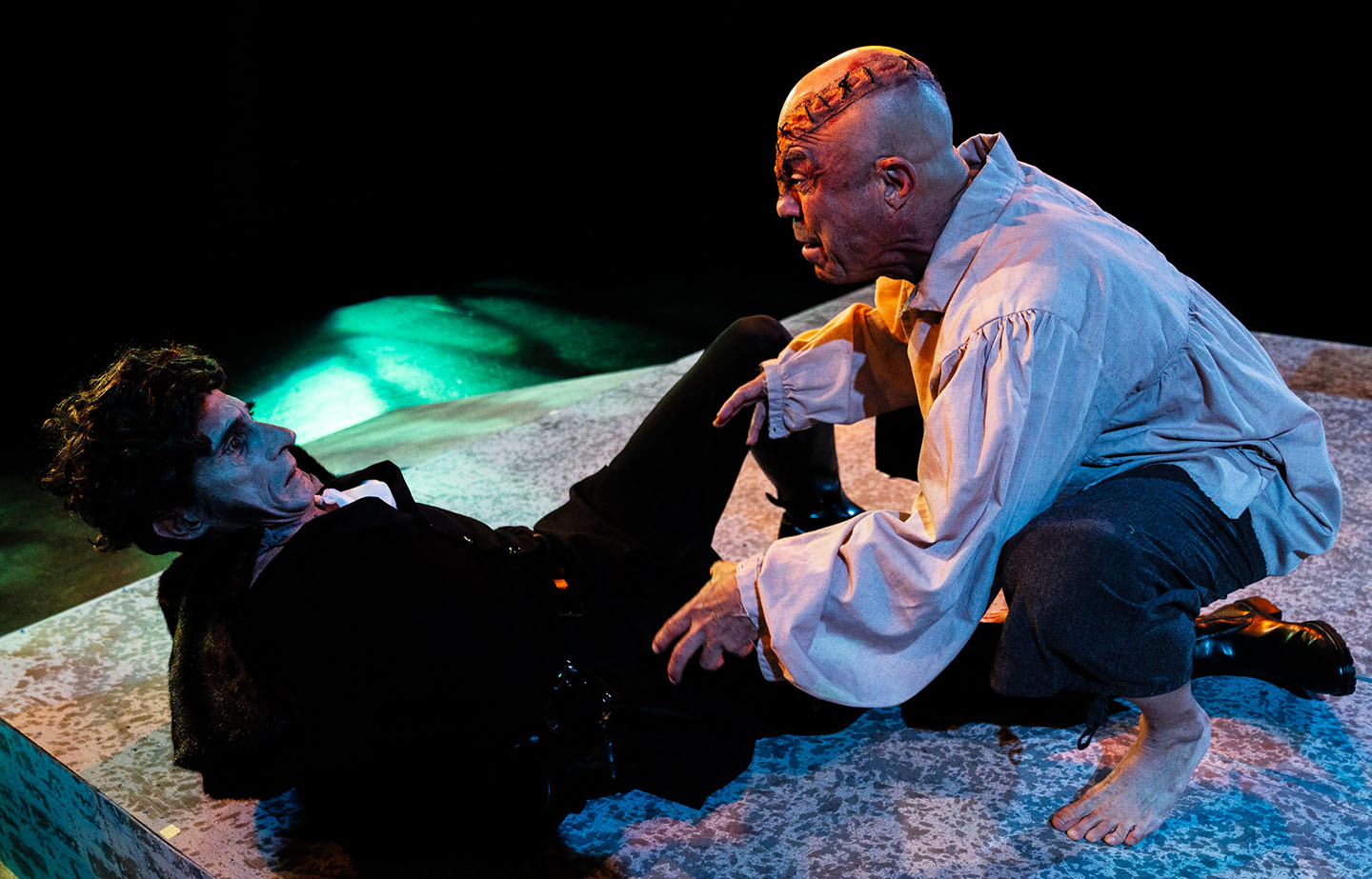 Giles Davies and Paul J. Potenza in Jobsite's Frankenstein. (Photo: Stage Photography of Tampa)