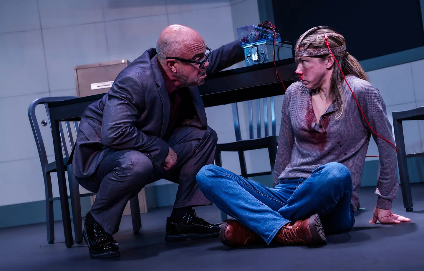 Paul J. Potenza and Georgia Mallory Guy in Jobsite's The Pillowman. (Photo: Stage Photography of Tampa)
