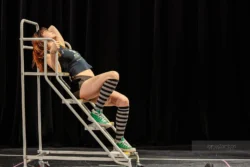 Circus arts students performing during class